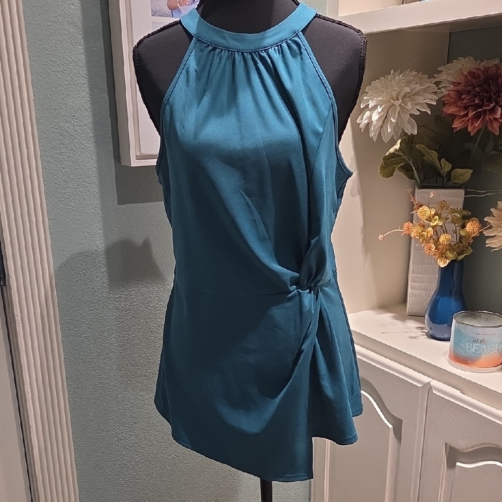 Grace Karin Teal Knot Detail Tank Top